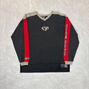 Vintage Thor Motocross Jersey Black Red Long Sleeve Racing Shirt Mens XL 4161